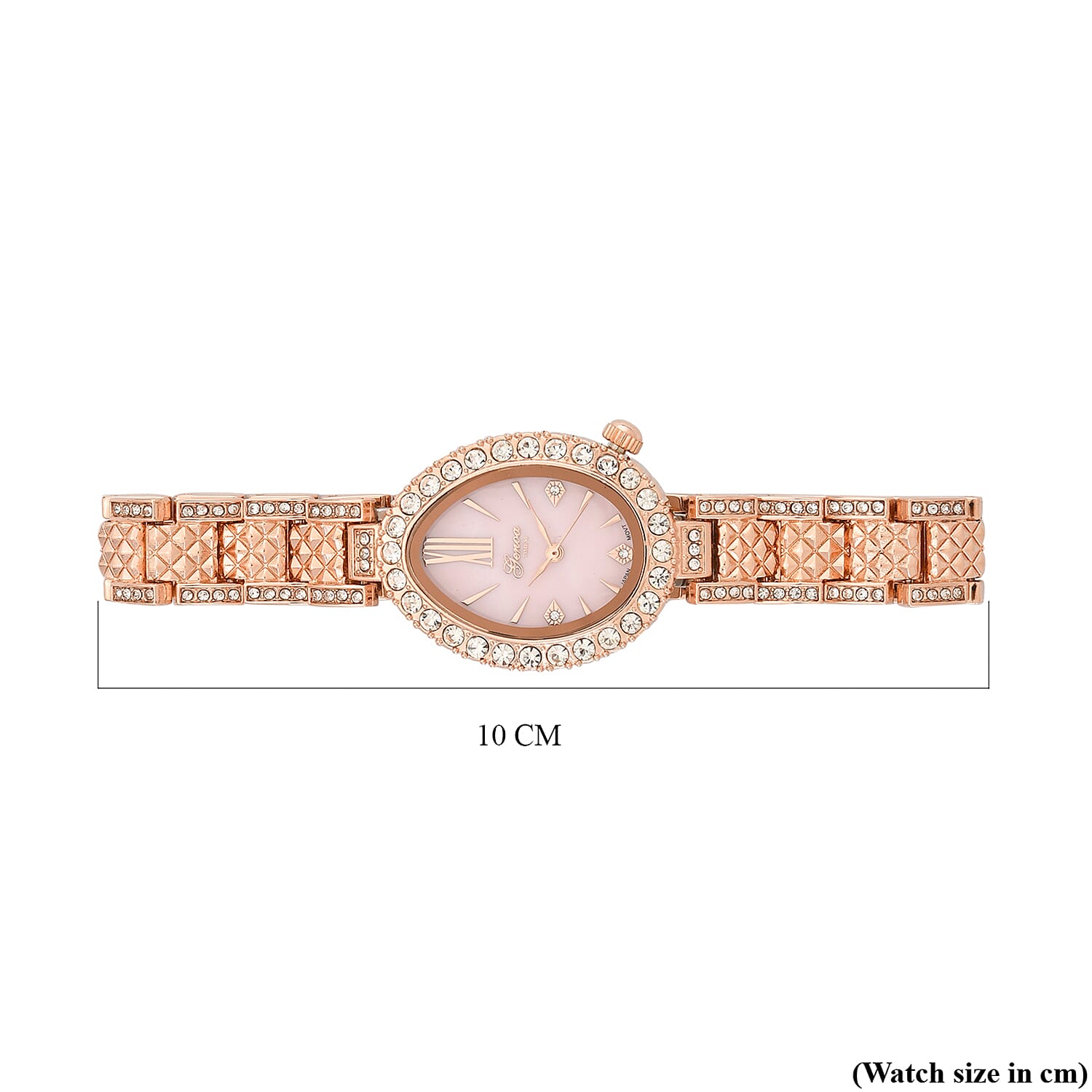 GENOA TIME V2 Miyota 2035 Japan Movement 3ATM Water Resistant White Crystal & Pink MOP Dial Watch with Rose Gold Colour Carving Strap