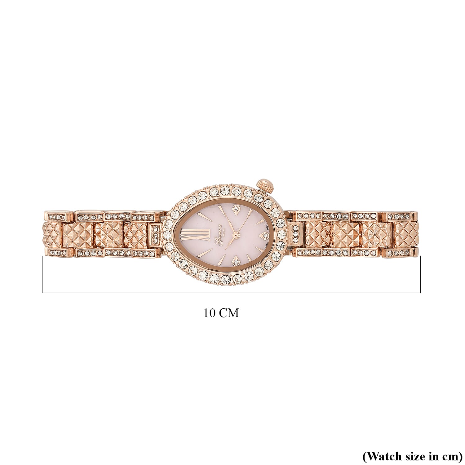 GENOA TIME V2 Miyota 2035 Japan Movement 3ATM Water Resistant White Crystal & Pink MOP Dial Watch with Rose Gold Colour Carving Strap