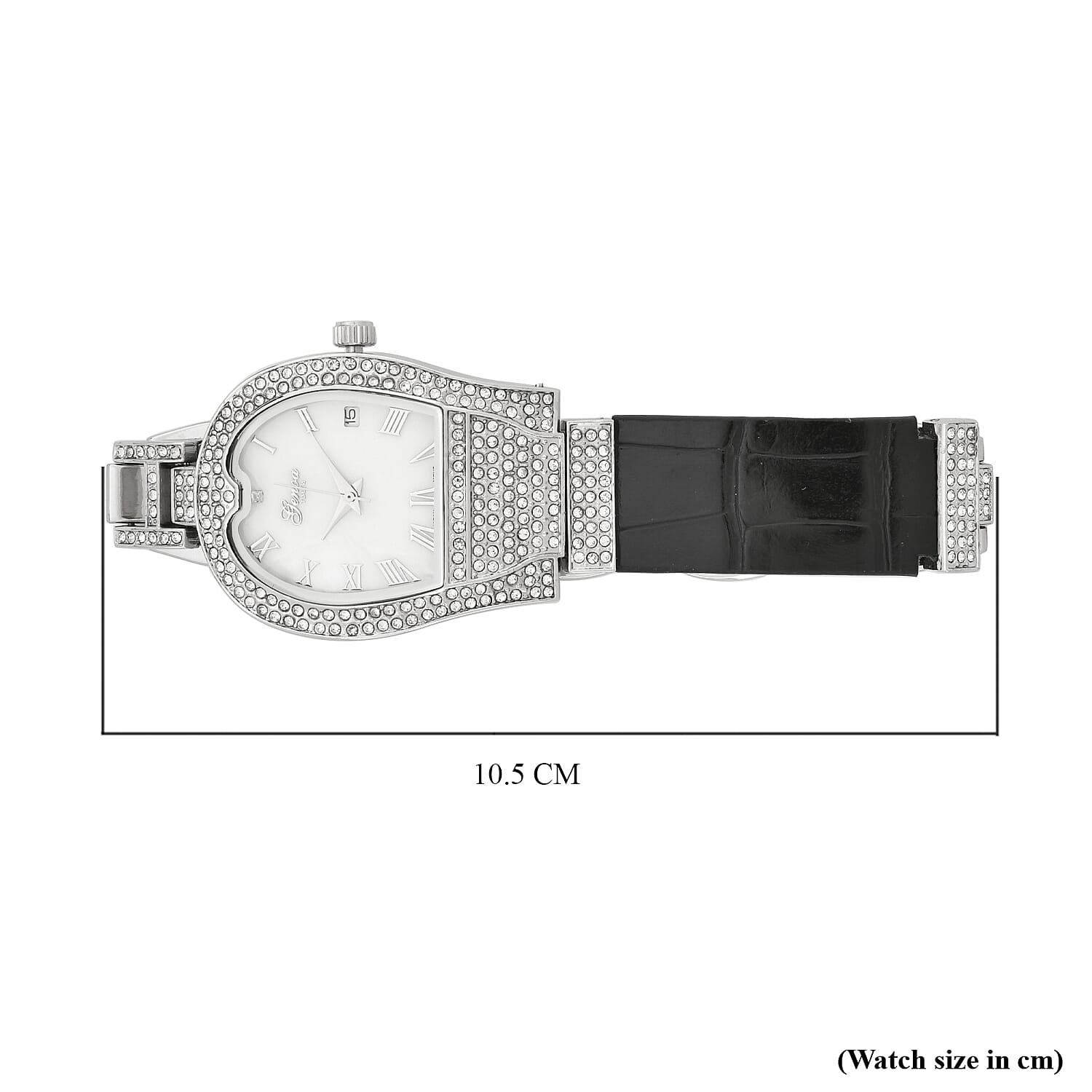 GENOA TIME V2 Seiko VJ32 with Date Japan Movement 3ATM Water Resistant White Crystal MOP Dial Watch with Black Leather & Alloy Strap GENOA TIME V2 Seiko VJ32 with Date Japan Movement 3ATM Water Resistant White Crystal MOP Dial Watch with Black Leather & Alloy Strap