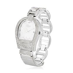 GENOA TIME V2 Seiko VJ32 with Date Japan Movement 3ATM Water Resistant White Crystal MOP Dial Watch with Gold Colour Leather & Alloy Strap