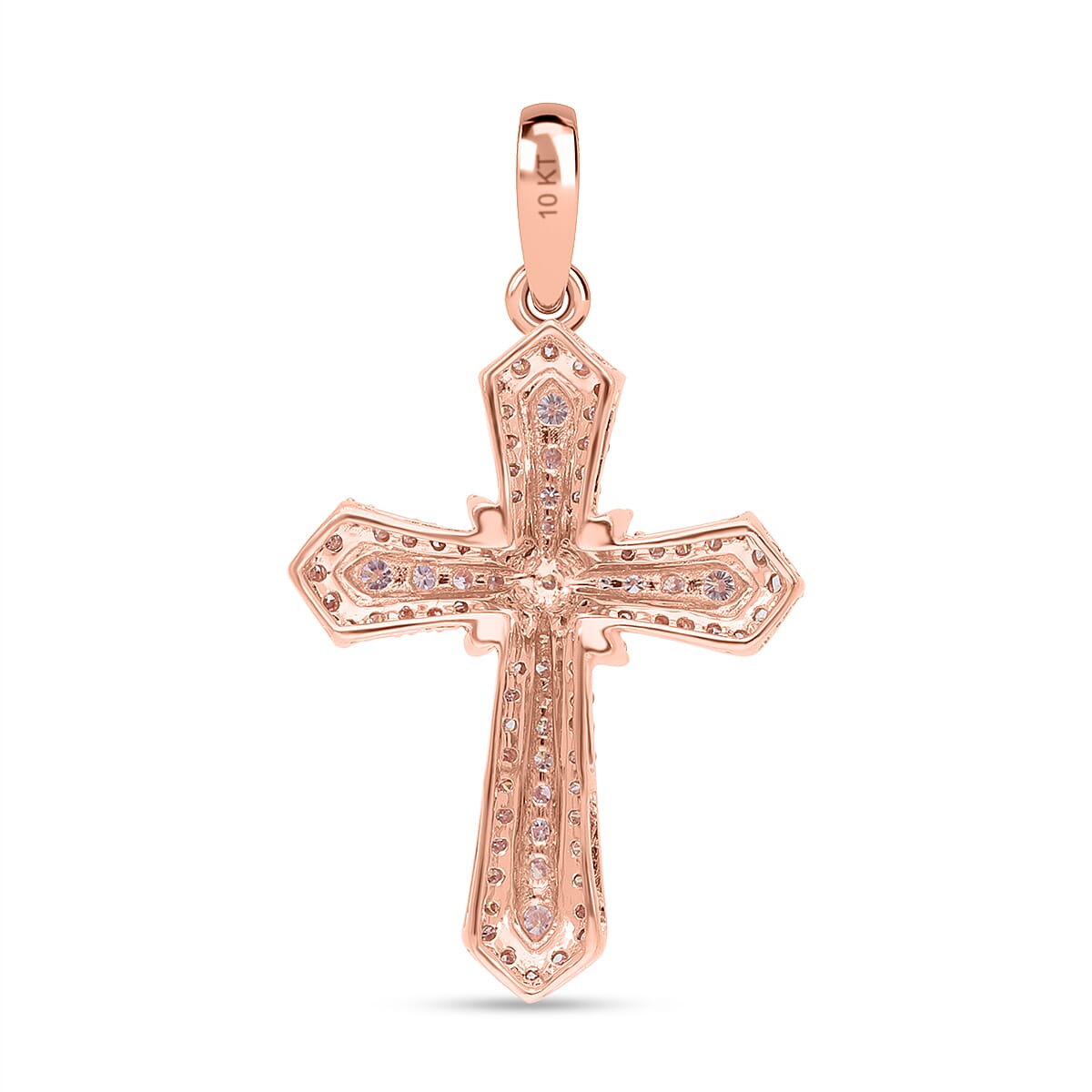 Very Rare Find- 9K Rose Gold Certified (VS-SI)  Natural Pink Diamond  Cross Pendant 0.50 Ct.