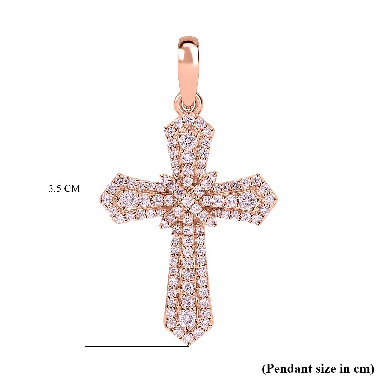 Very Rare Find- 9K Rose Gold Certified (VS-SI)  Natural Pink Diamond  Cross Pendant 0.50 Ct.