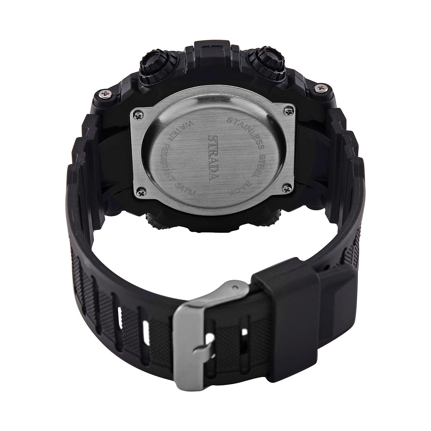 STRADA Electronic Movement 3ATM Water Resistant Red Multifunctional LED Dial Watch with Black Colour Strap