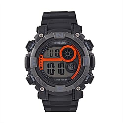 STRADA Electronic Movement 3ATM Water Resistant Blue Multifunctional LED Dial Watch with Black Colour TPU Strap