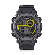 STRADA Electronic Movement 3ATM Water Resistant Green Multifunctional LED Dial Watch with Black Colour Strap