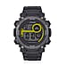 STRADA Electronic Movement 3ATM Water Resistant Gold Multifunctional LED Dial Watch with Black Colour TPU Strap