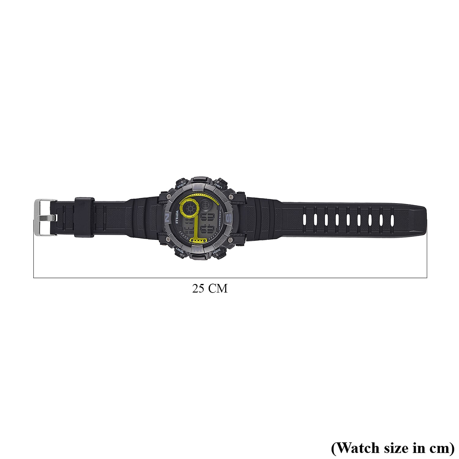 STRADA Electronic Movement 3ATM Water Resistant Green Multifunctional LED Dial Watch with Black Colour Strap
