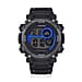 STRADA Electronic Movement 3ATM Water Resistant Gold Multifunctional LED Dial Watch with Black Colour TPU Strap