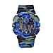GENOA TIME V2 Double Electronic Movement 3ATM Water Resistant Camouflage Blue Multifunctional LED Dial Watch with TPU Strap