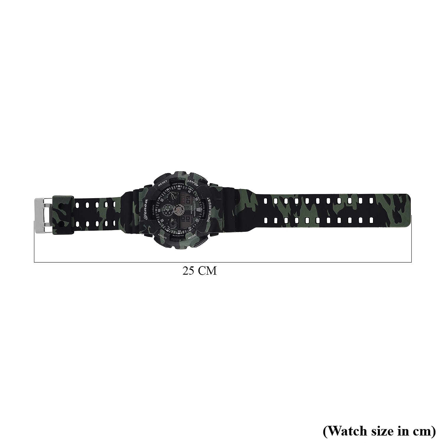 GENOA TIME V2 Double Electronic Movement 3ATM Water Resistant Camouflage Black Multifunctional LED Dial Watch with TPU Strap