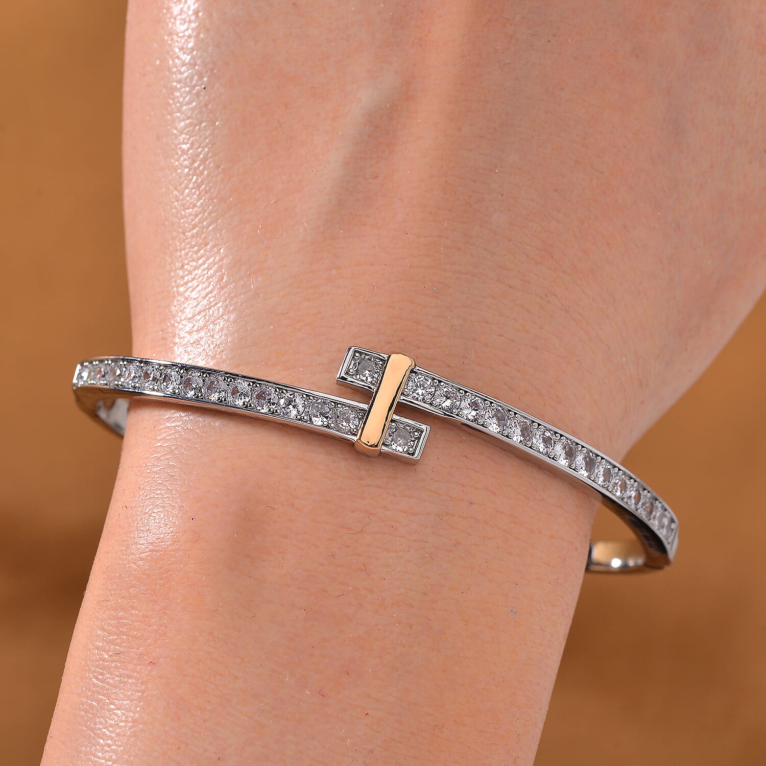 Close Out Deal- White Cubic Zirconia  Bangle (Size 7.5)