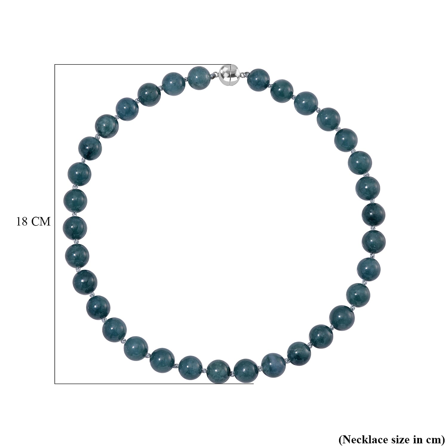 Guatemala Natural Type A Olmec Jadeite Jade Necklace with Magnetic Clasp (Size 20) in Rhodium Overlay Sterling Silver 545 Ct.