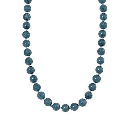 Guatemala Natural Type A Olmec Jadeite Jade Necklace With Magnetic Clasp (Size - 20) in Rhodium Overlay Sterling Silver 545.00 Ct.
