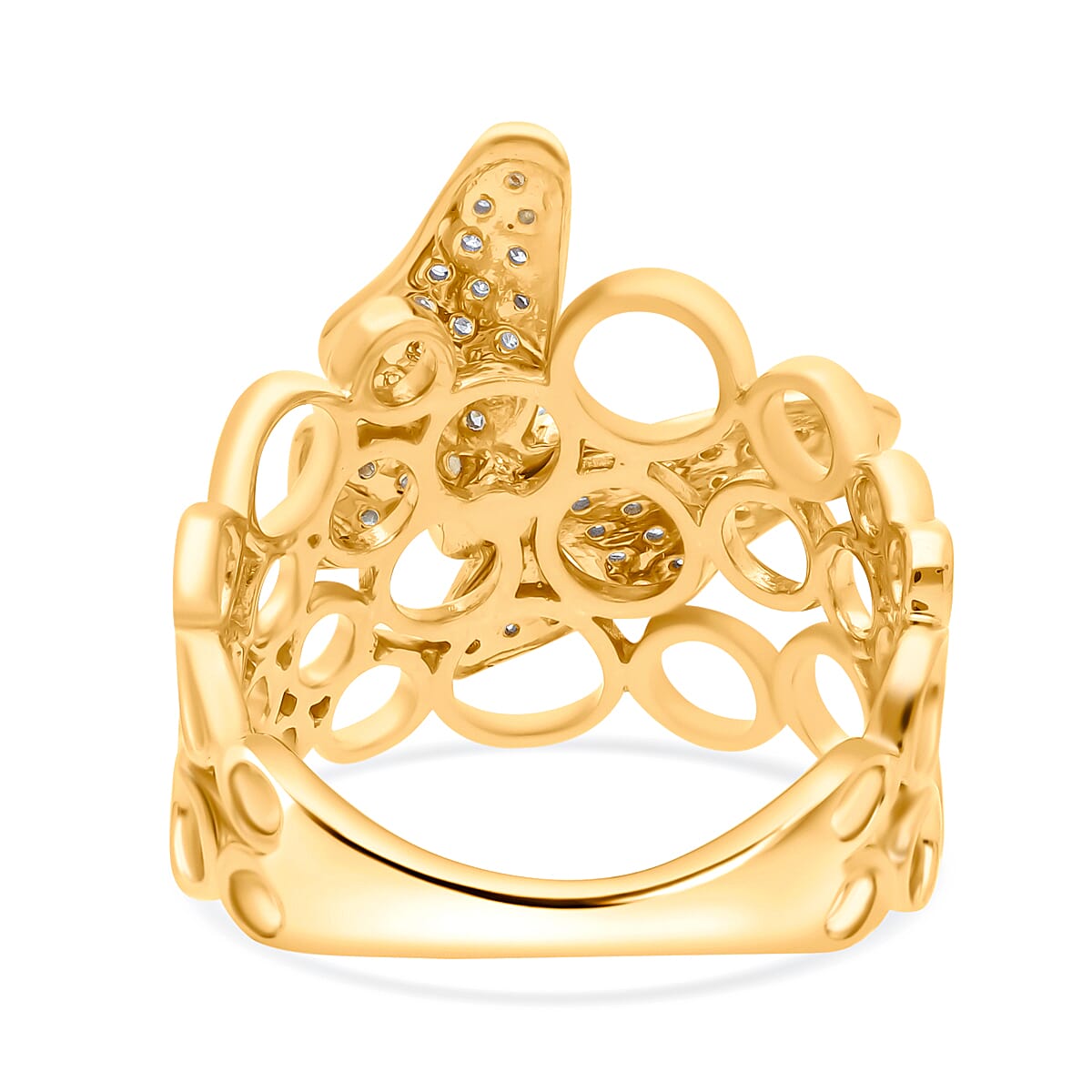 Designer Inspired - Natural Diamond Butterfly Ring in Gold Overlay Sterling Silver 0.25 Ct Designer Inspired - Natural Diamond Butterfly Ring in Gold Overlay Sterling Silver 0.25 Ct