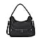 Solid Hobo Style Shoulder Bag - Black