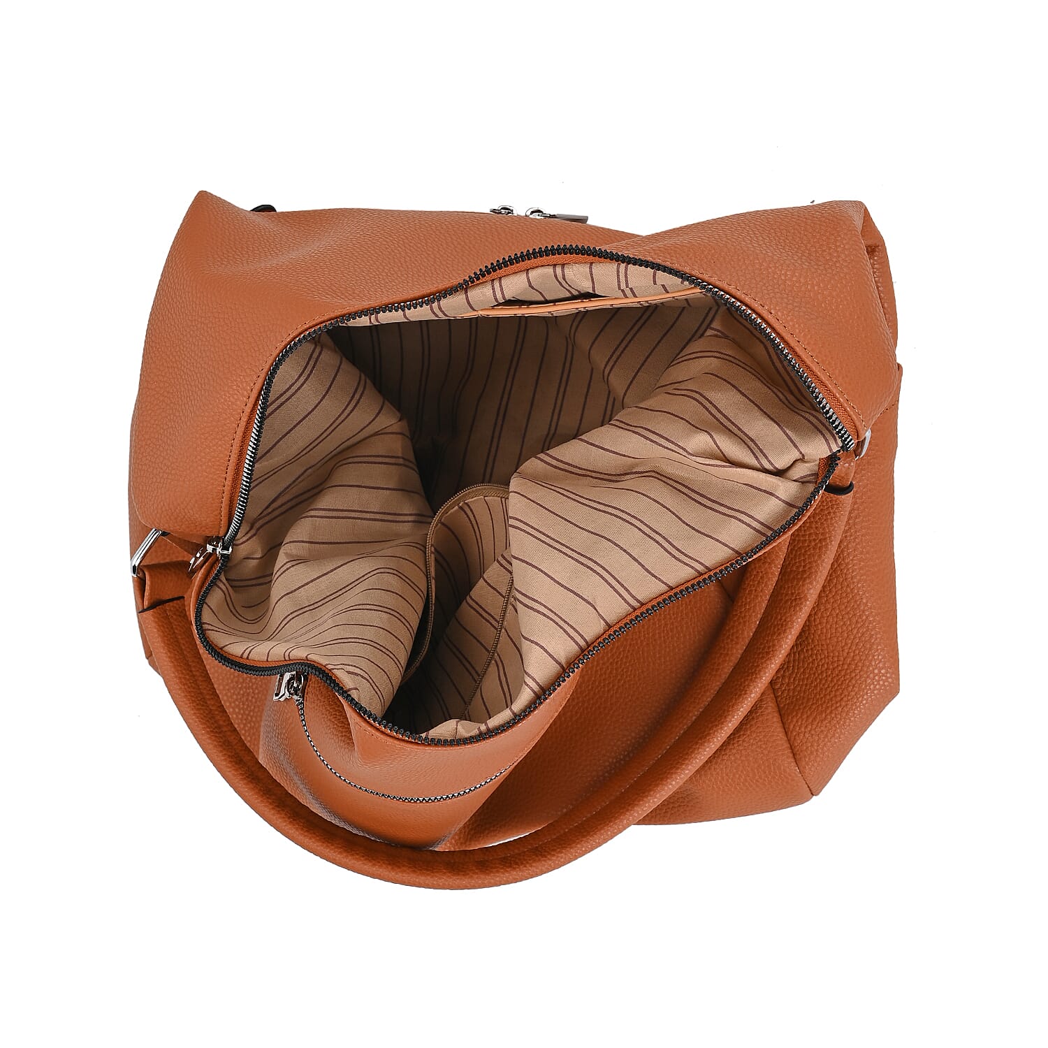Solid Hobo Style Shoulder Bag - Brown