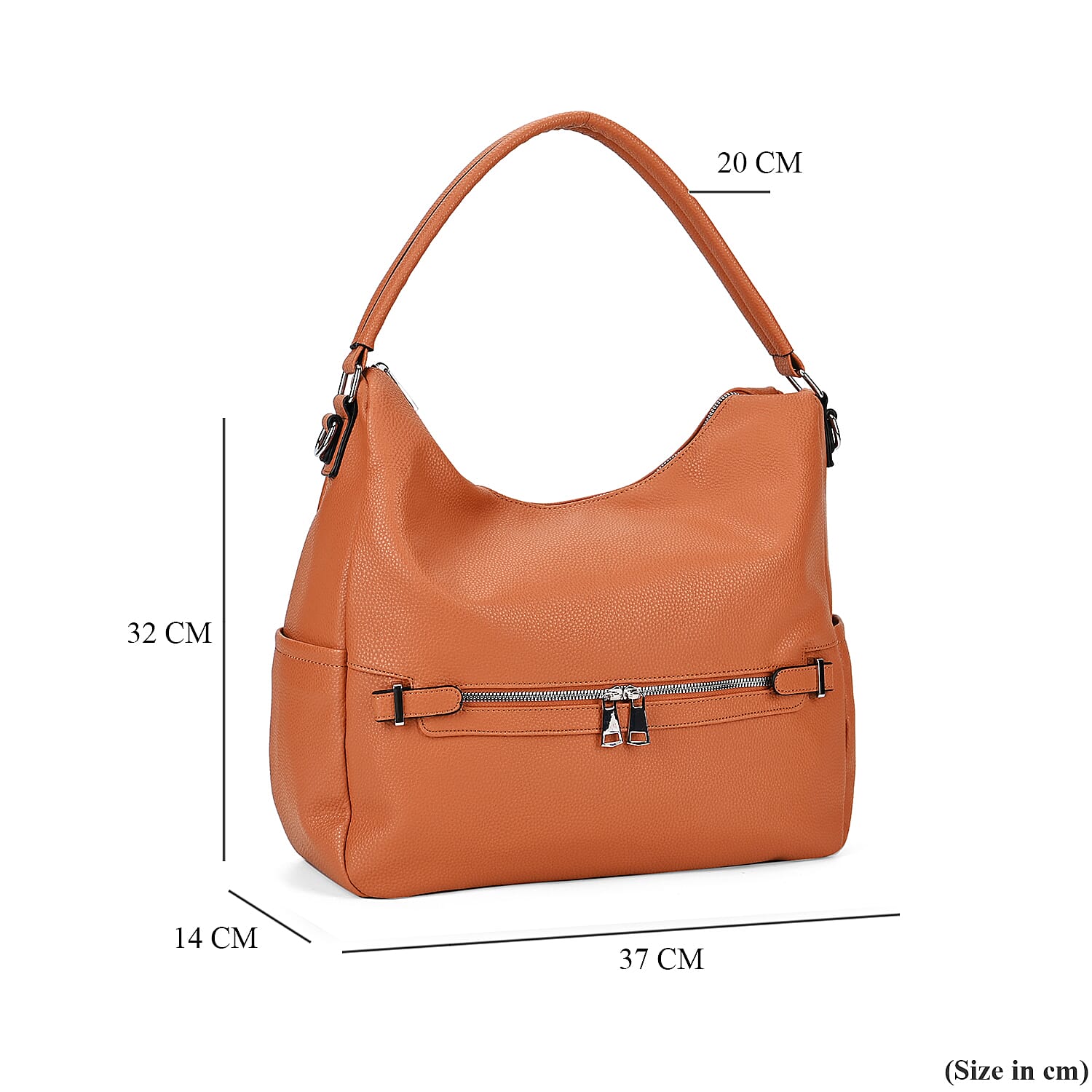 Solid Hobo Style Shoulder Bag - Brown