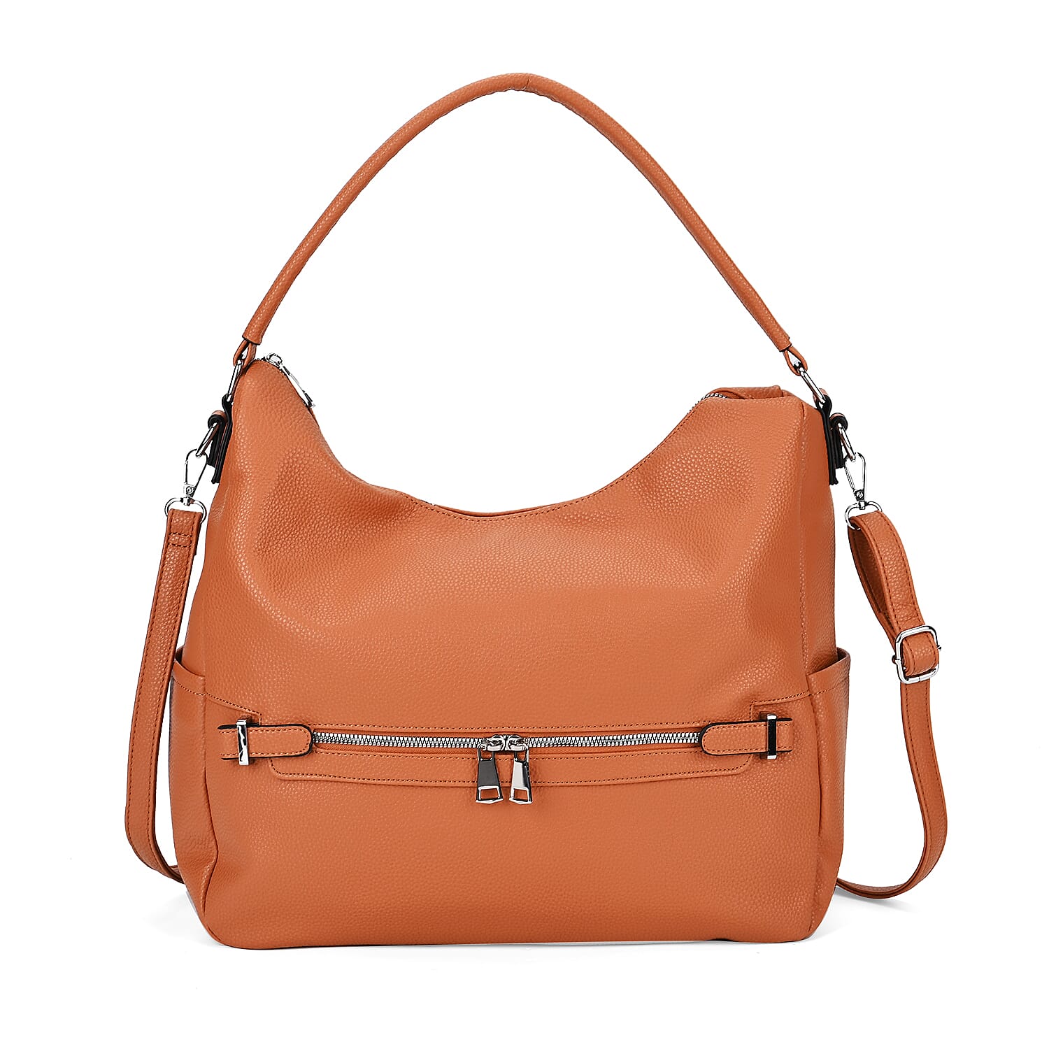 Solid Hobo Style Shoulder Bag - Brown