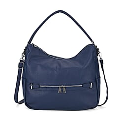 Solid Hobo Style Shoulder Bag - Navy