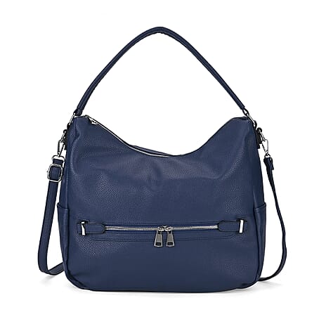 Solid Hobo Style Shoulder Bag - Navy