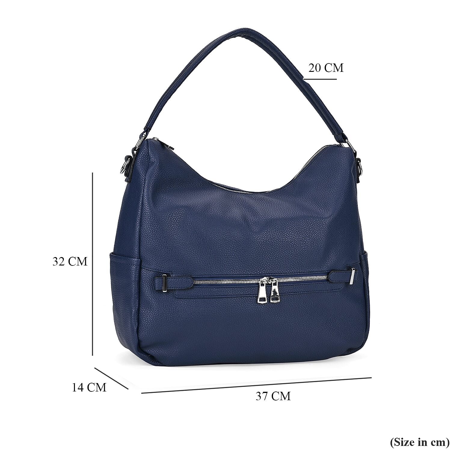 Solid Hobo Style Shoulder Bag - Navy