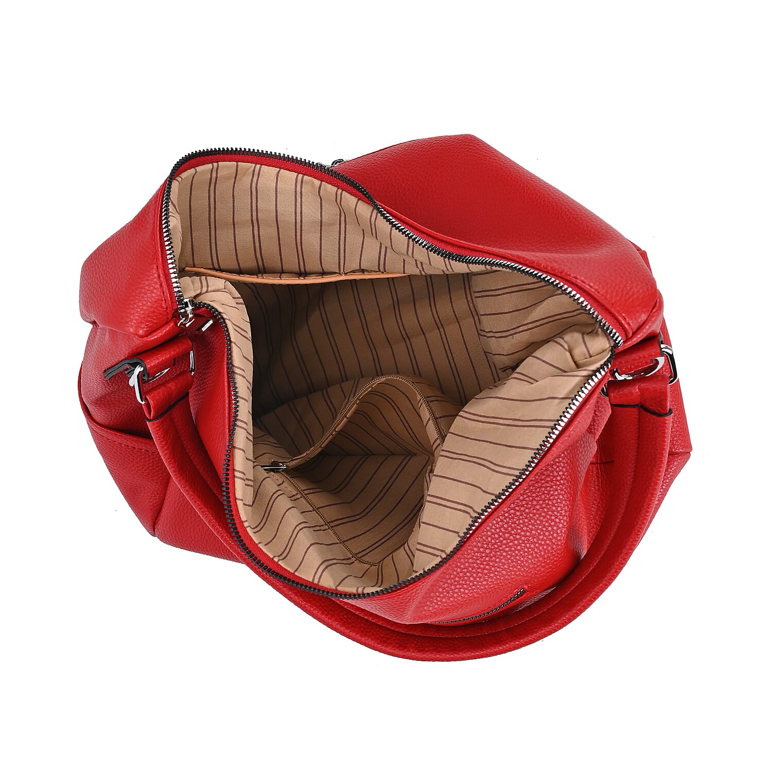 Solid Hobo Style Shoulder Bag - Red