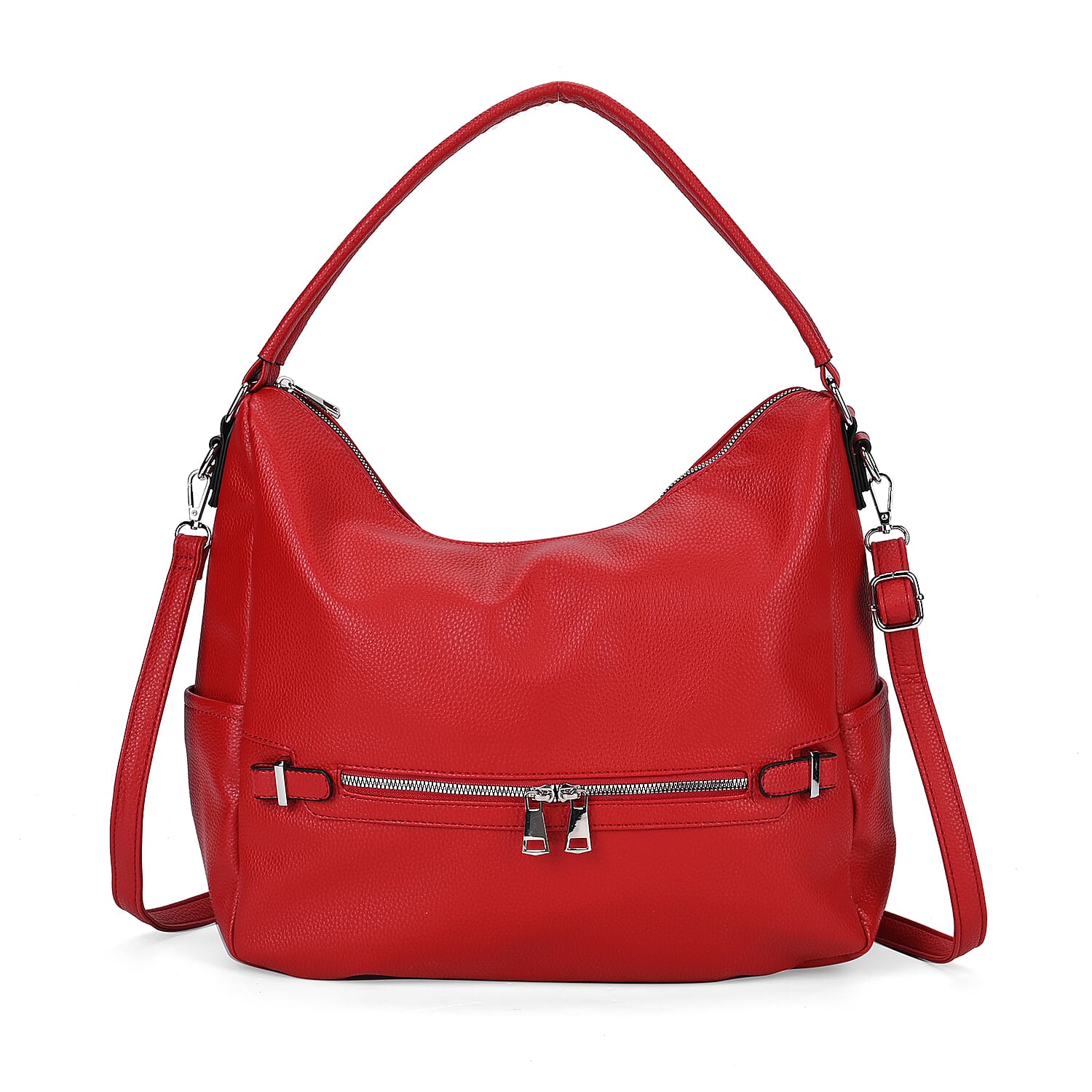 Solid Hobo Style Shoulder Bag - Red