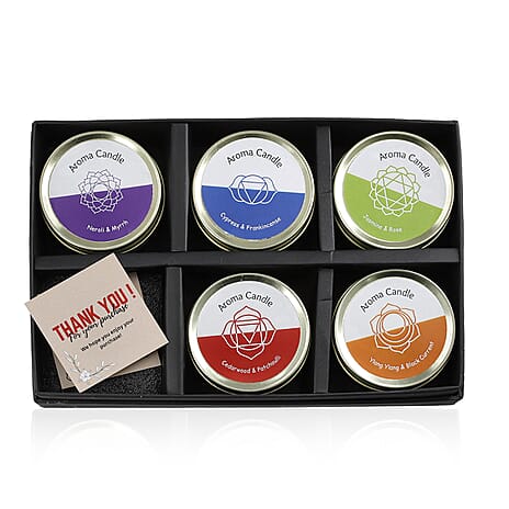The Luxury Set of 5 Scented Gemstone Candle Fragrance Vanilla, Jasmine, Rose - Lemongrass - 45gm each