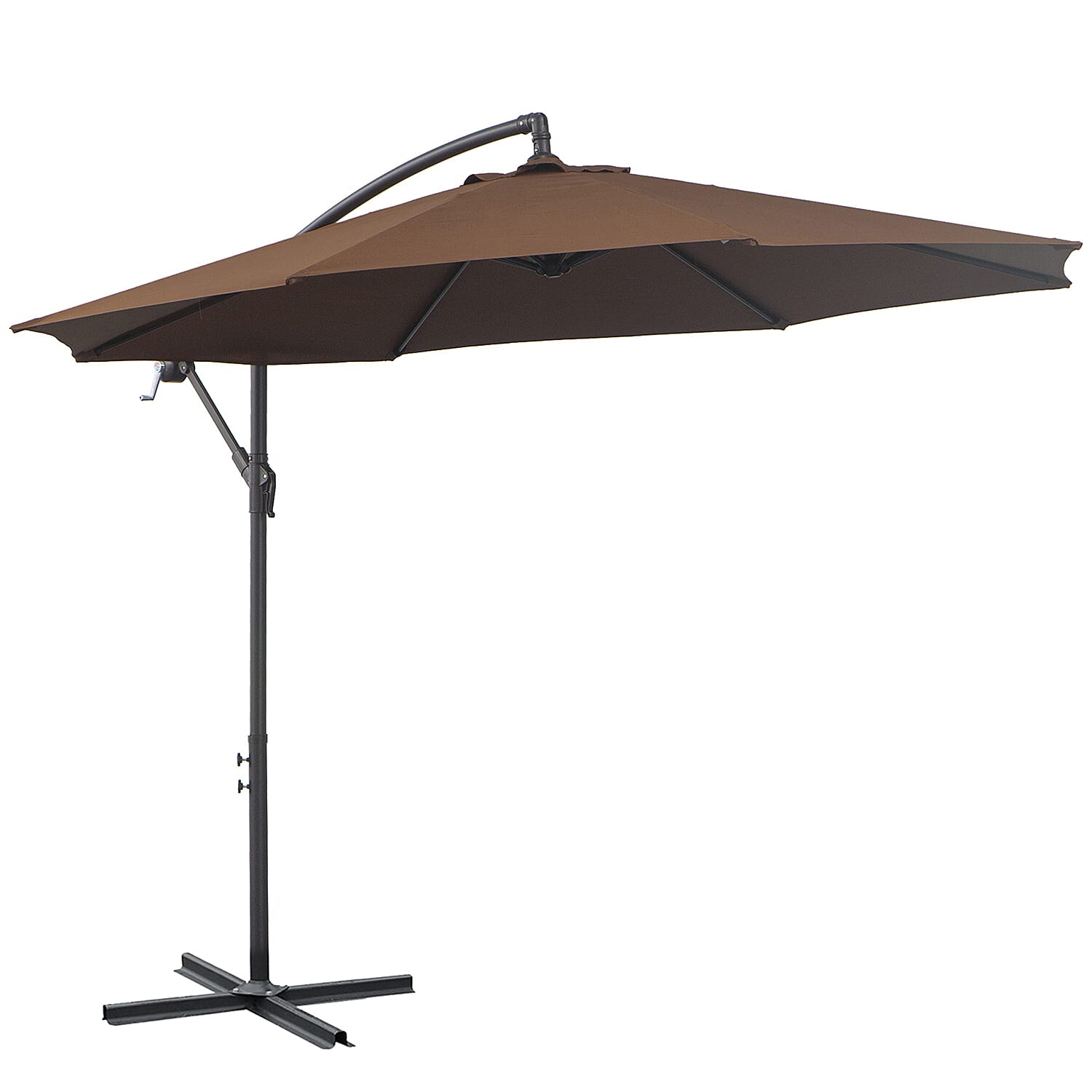 Outdoors Parasol Open and Close with Crank  (Size 330x292x262 cm) - Brown