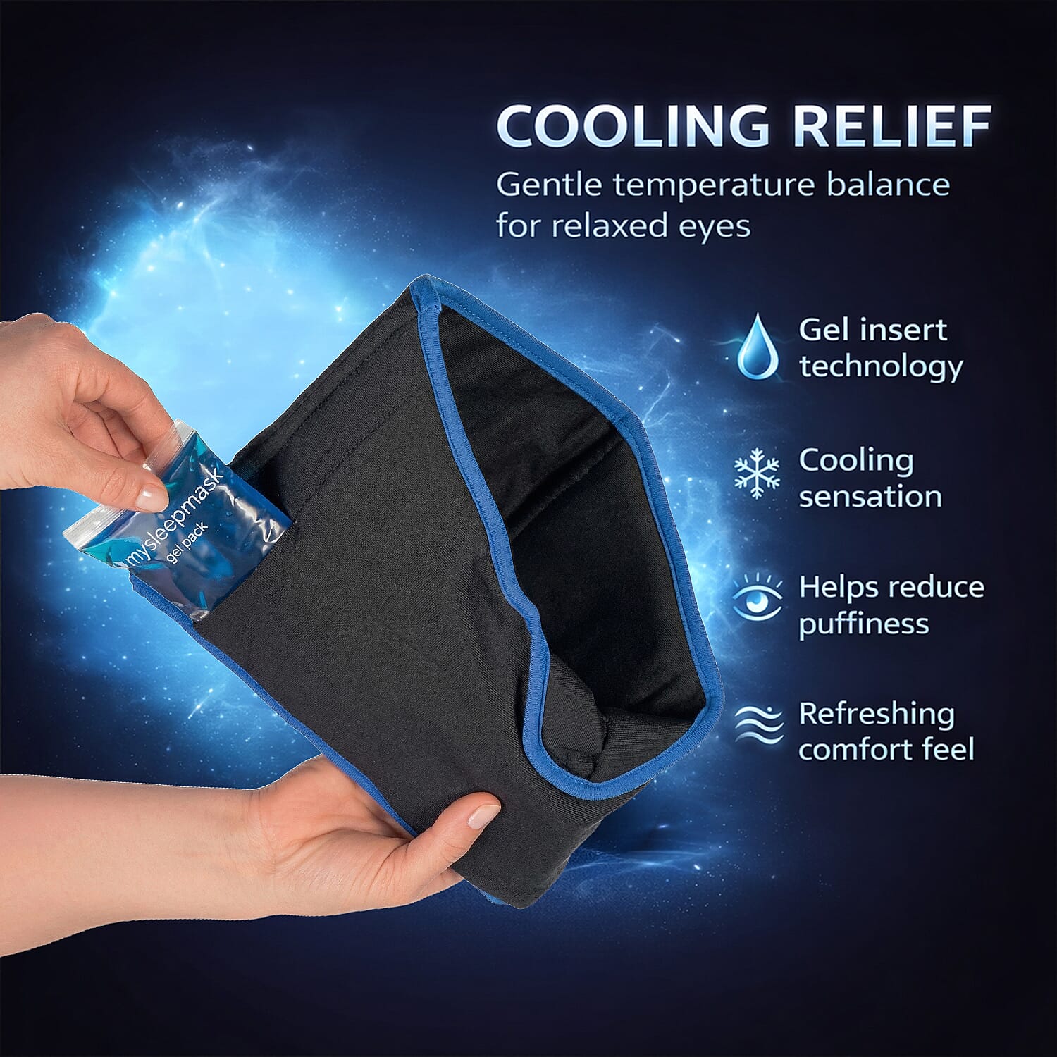 Mysleepmask Blackout with Gel Inserts, Ear Plugs, Travel Case (Size S M)