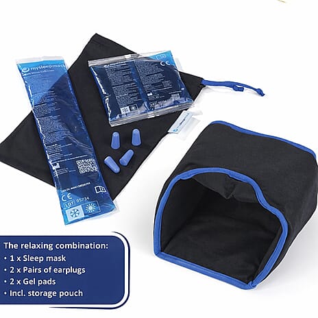 Mysleepmask Blackout with Gel Inserts, Ear Plugs, Travel Case (Size L - XL)