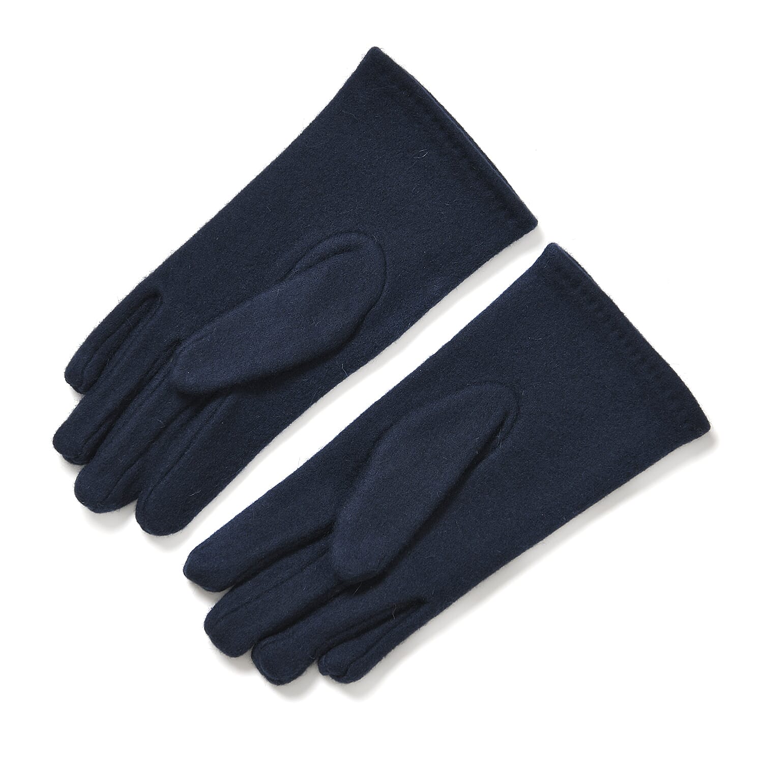 Premium Cashmere Wool Crystal Embellished Hat and Gloves - Blue
