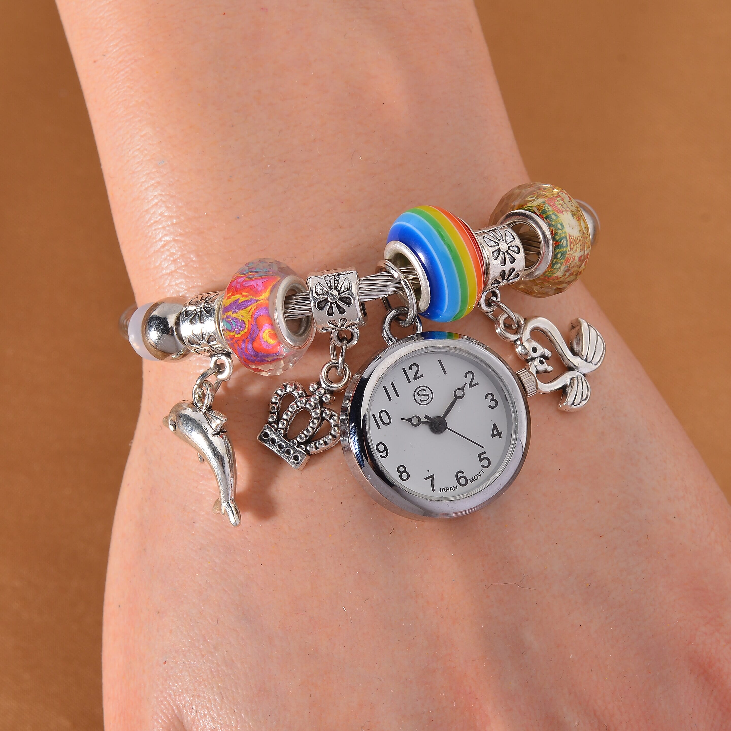 Strada Multi Charm Watch Bangle - Rainbow