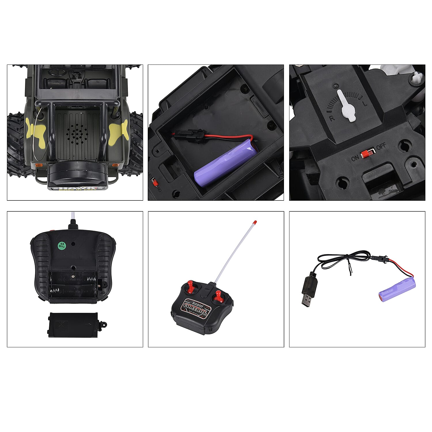 4 wheel drive monster truck;  Rechargeable 4.8V battery - Green