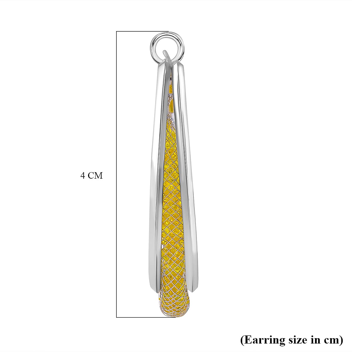NY Closeout Deal- Star Light Crochet Austrian Yellow Crystal Hoop Earrings in White Tone