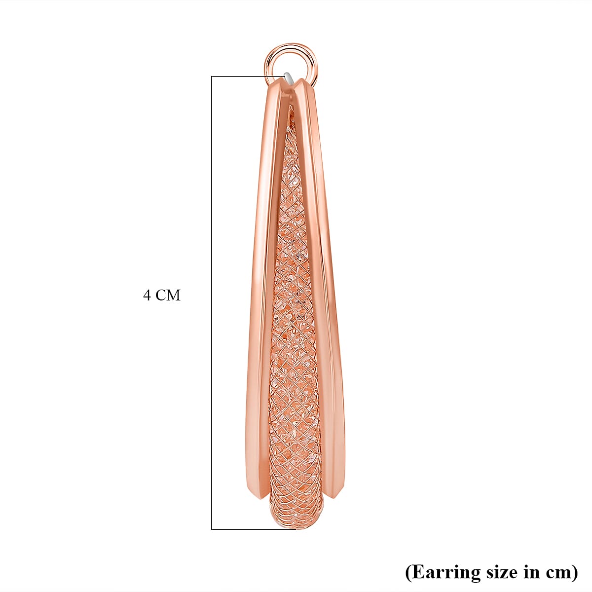 NY Closeout Deal- Star Light Crochet Austrian Pink Crystal Hoop Earrings in Rose Gold