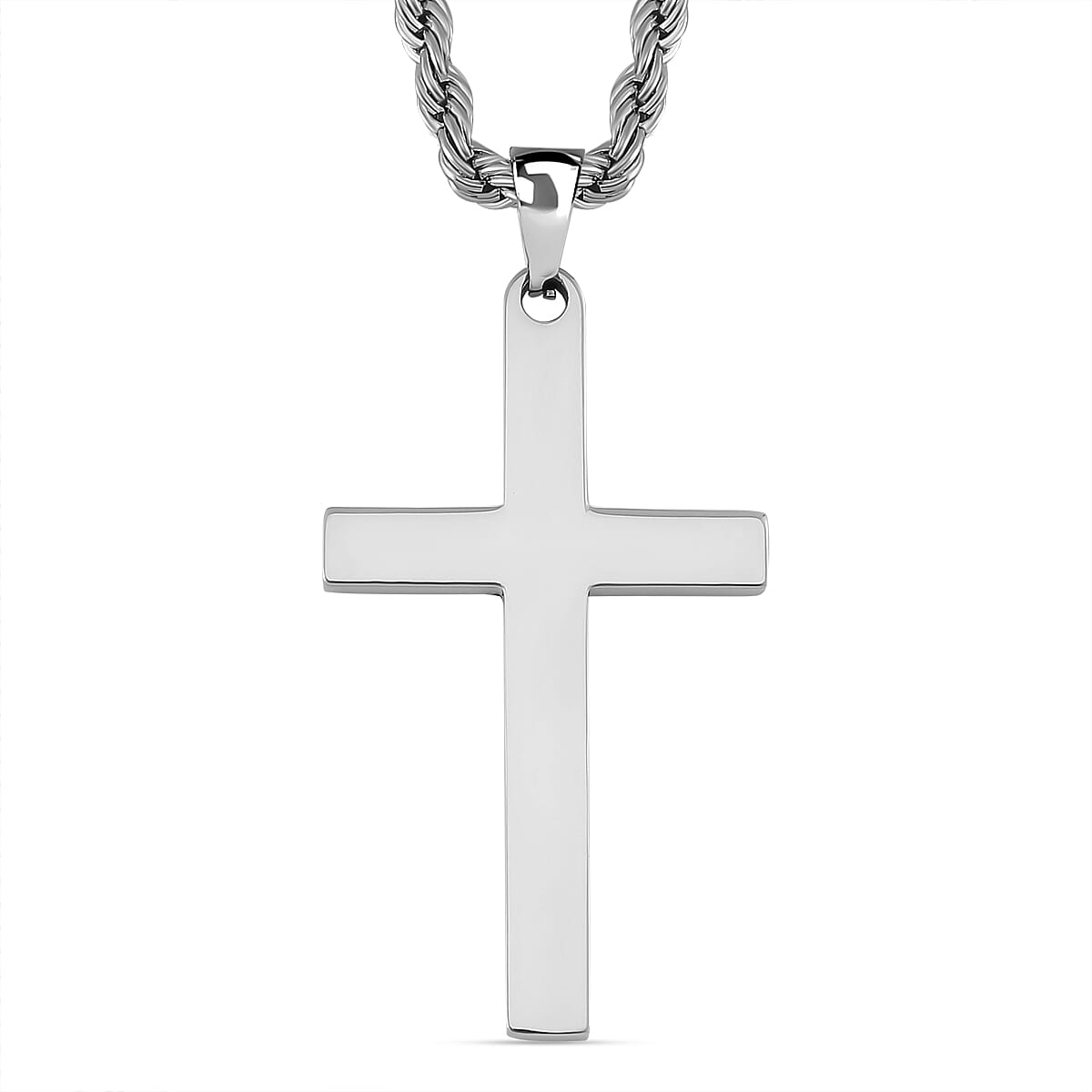 Close Out Deal - Cross Necklace With Rope Chain (Size - 20-2 Ext)