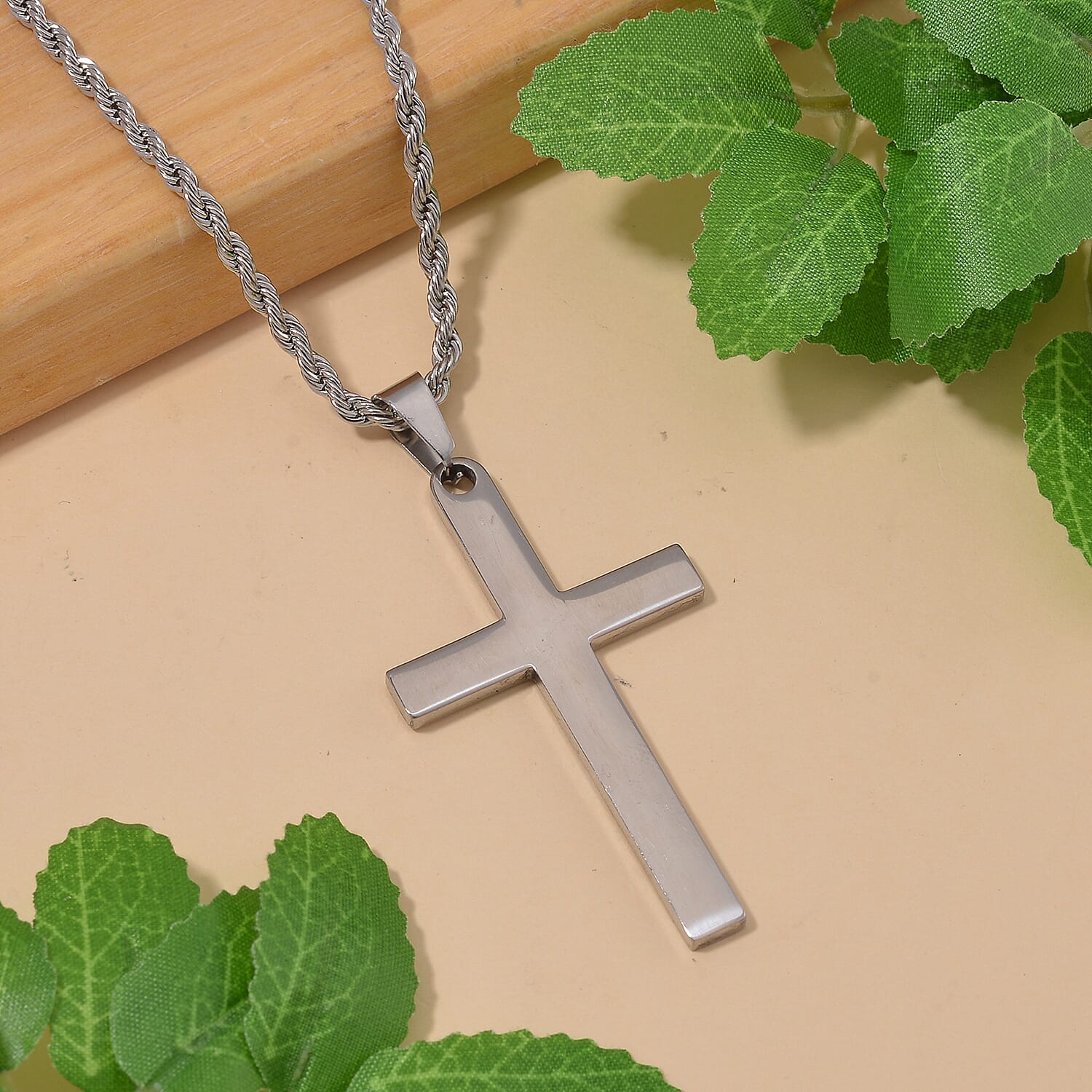 Close Out Deal - Cross Necklace With Rope Chain (Size - 20-2 Ext)