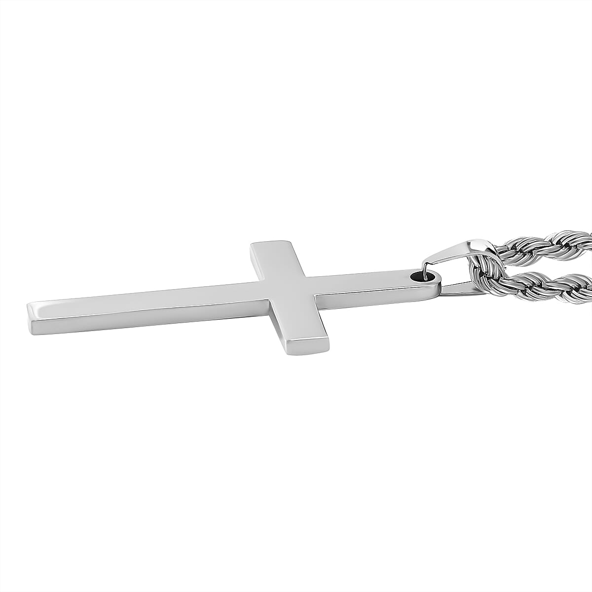 Close Out Deal - Cross Necklace With Rope Chain (Size - 20-2 Ext)