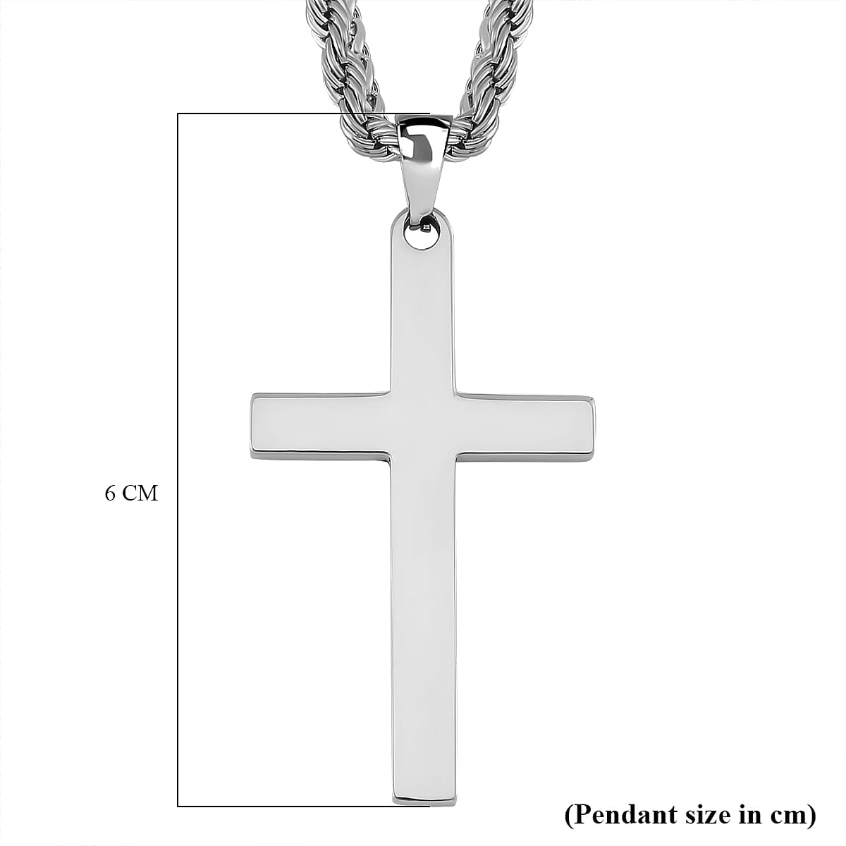 Close Out Deal - Cross Necklace With Rope Chain (Size - 20-2 Ext)
