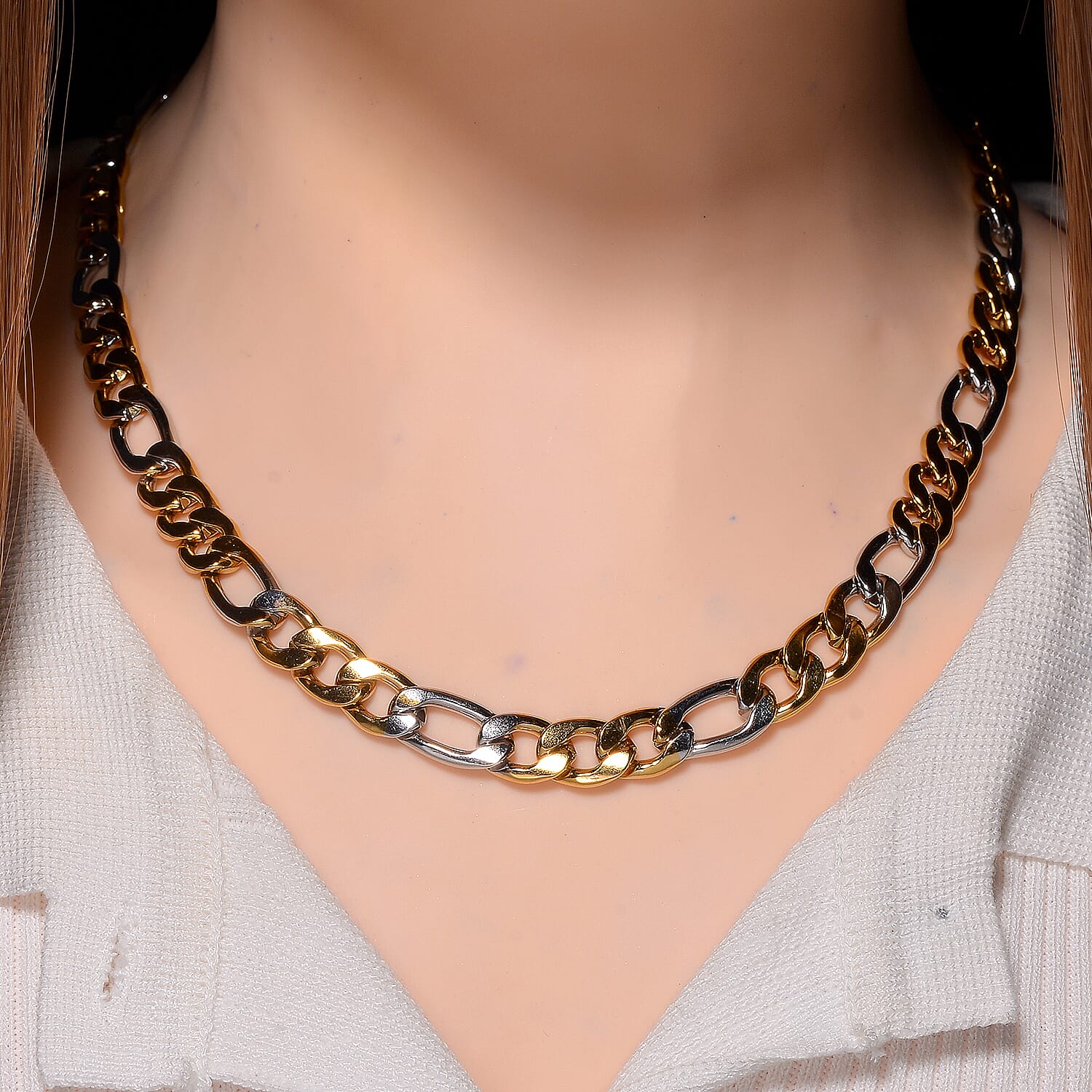 Designer Inspired Necklace (Size - 24) in Dual Tone Yellow Gold and Silver