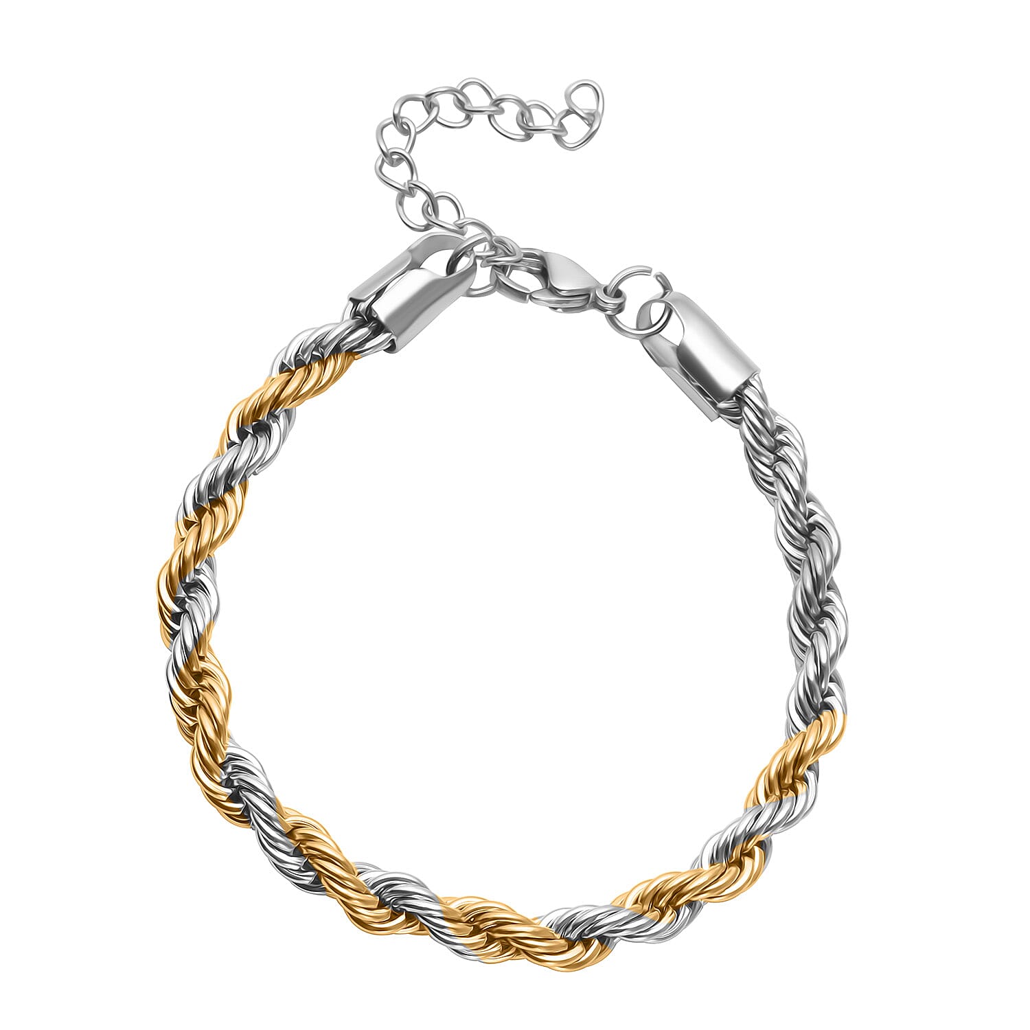 Designer Closeout - Two Tone Rope Bracelet (7.5 - 2 Extender)