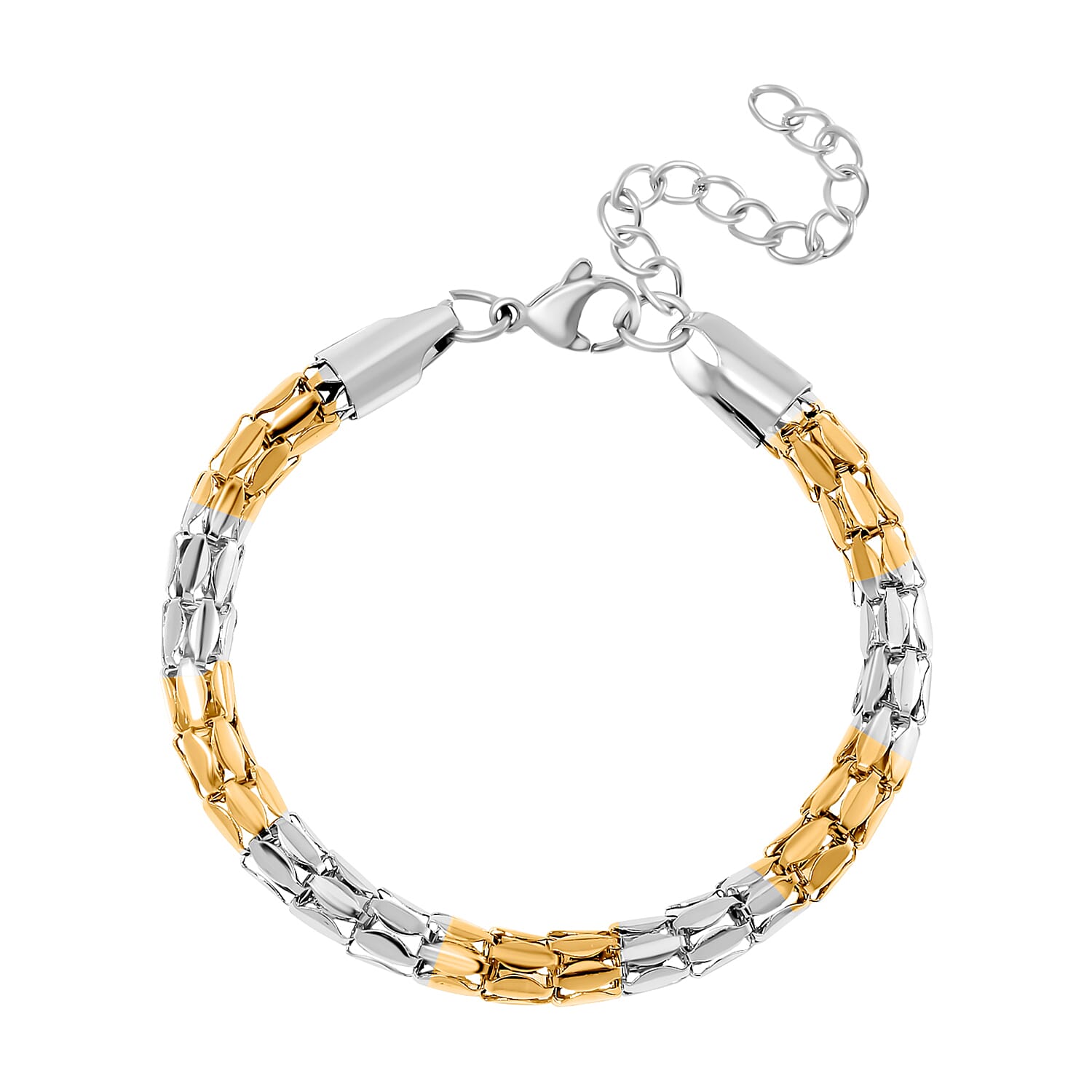 One Time Deal - Designer Inspired Bracelet (Size - 7.5-1.5 Ext) in Gold and Silver Tone