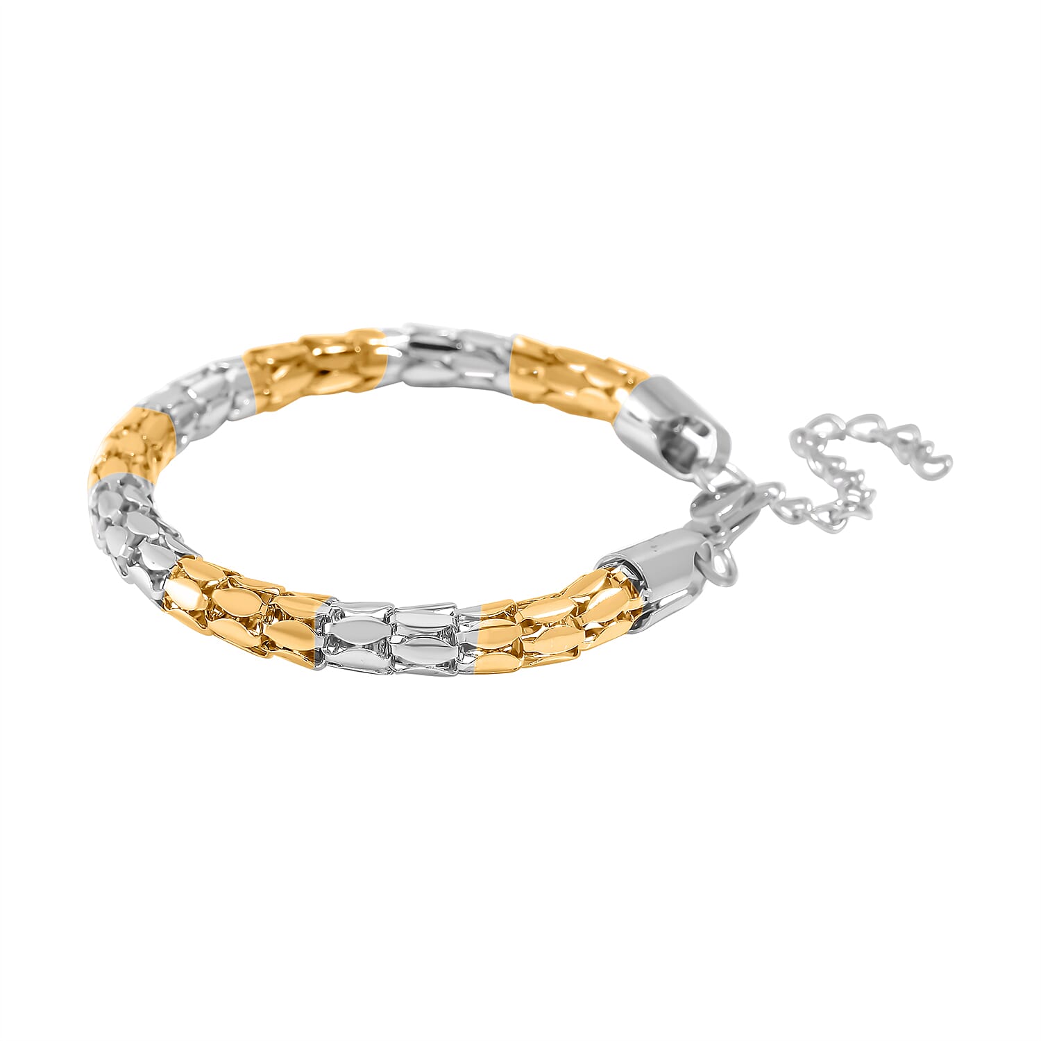 One Time Deal - Designer Inspired Bracelet (Size - 7.5-1.5 Ext) in Gold and Silver Tone