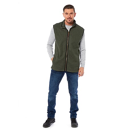 Charlotte West Mens Waffle Full Zip Gilet with Side Welt Pocket (Size XXXL) - Olive