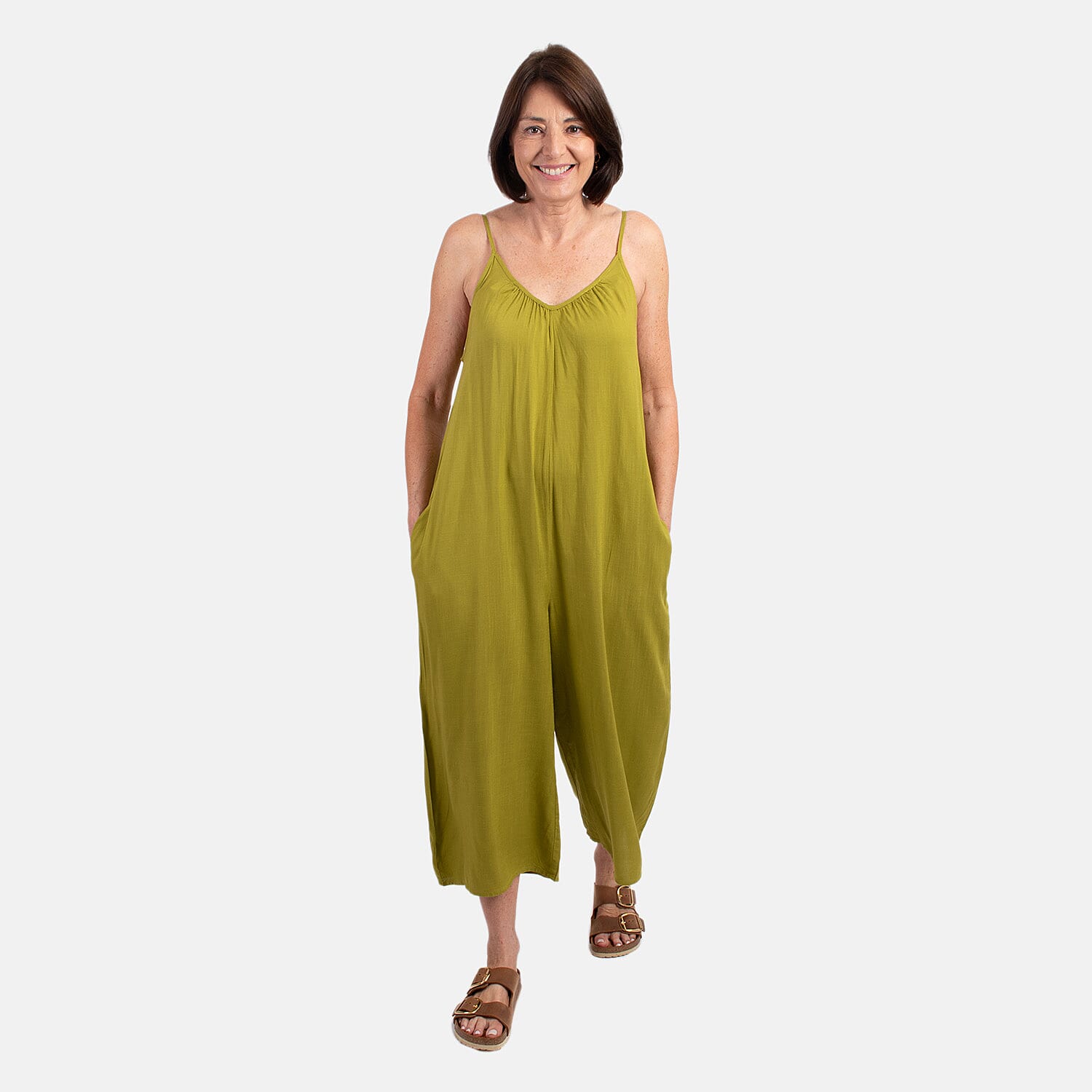 MITZY Viscose Strappy Jumpsuit (Size L) - Lime