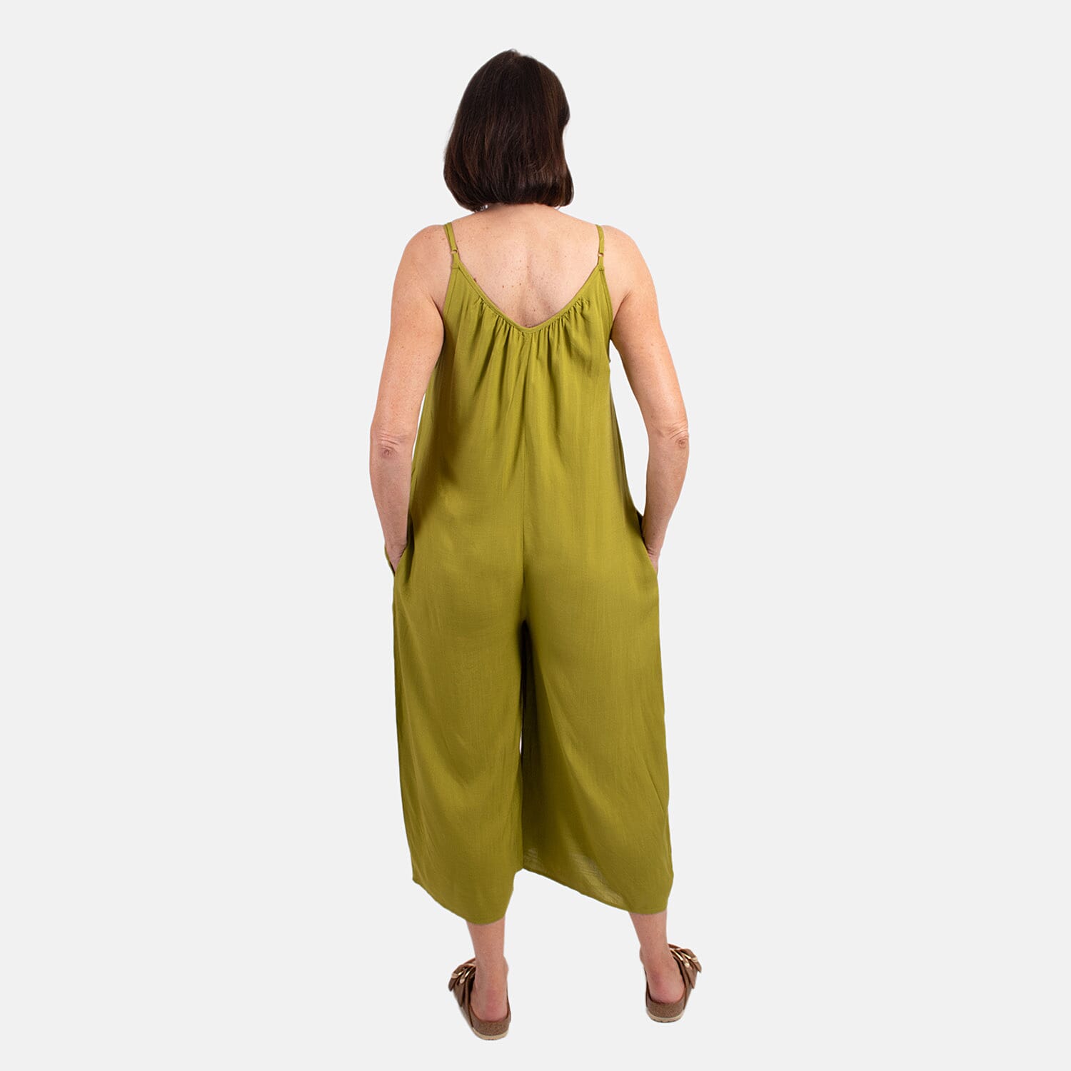 MITZY Viscose Strappy Jumpsuit (Size L) - Lime