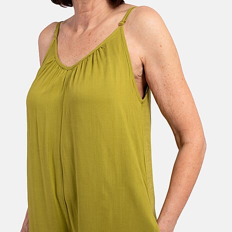 MITZY Viscose Strappy Jumpsuit (Size L) - Lime