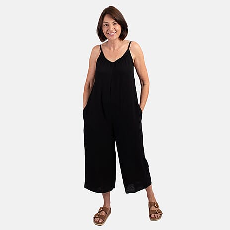 MITZY Viscose Strappy Jumpsuit (Size S) - Black