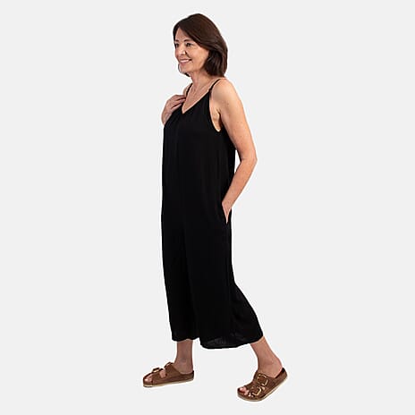 MITZY Viscose Strappy Jumpsuit (Size S) - Black